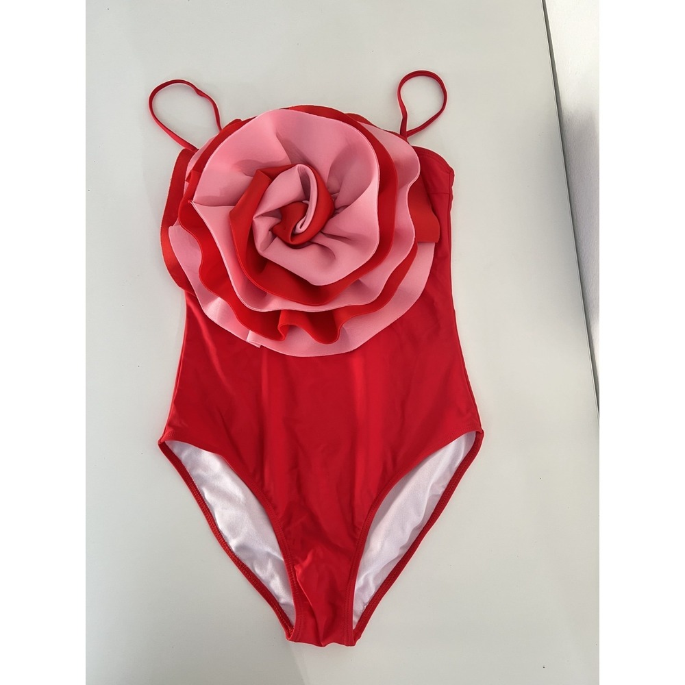 Exaggerated 3D Flower Decor Swimsuit Womens Small